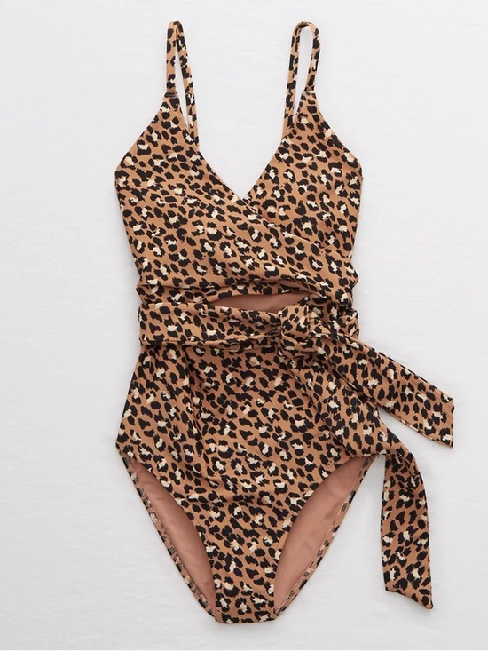 aerie Other - Aerie Leopard Wrap One Piece Swimsuit NWT Size Large
